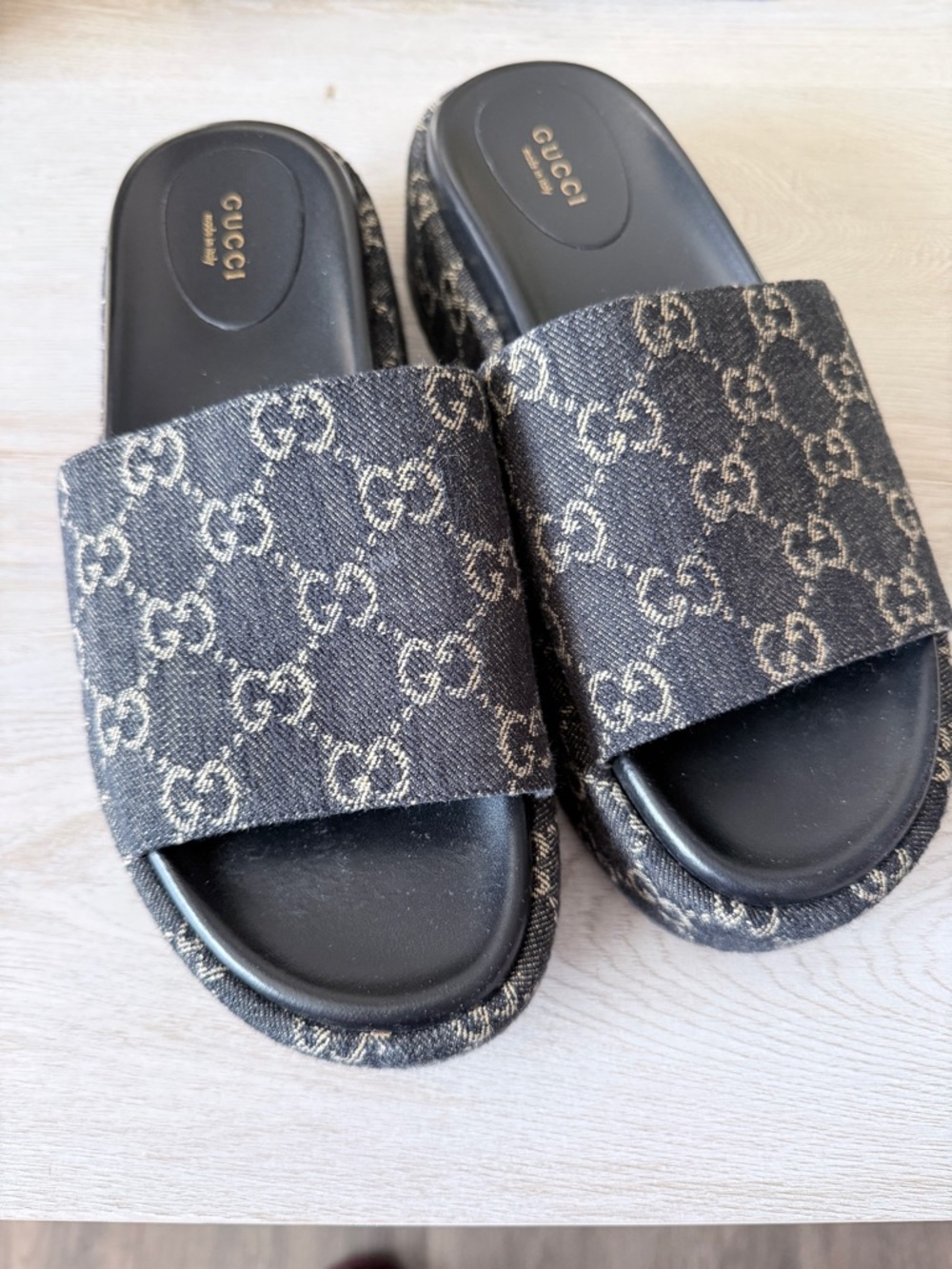 Gucci Black GG Canvas Slide Mules